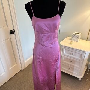 NWT Jason Wu Pink Satin Slip Dress with Slit – Size Small